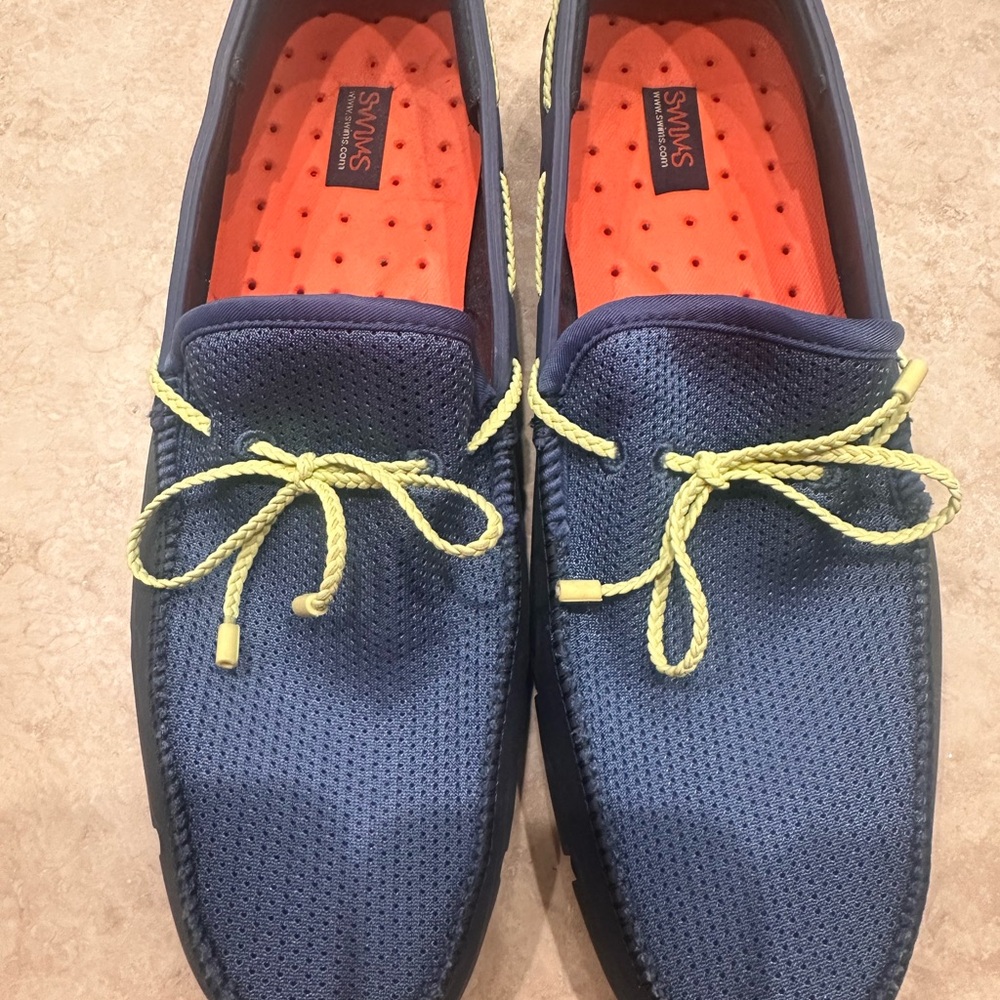 Swims Blue and Yellow Boat Shoes with Breathable Design